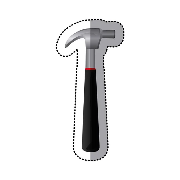 Sticker metallic hammer icon tool — Stock Vector