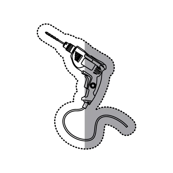 Pegatina contorno taladro icono herramienta con cable — Vector de stock