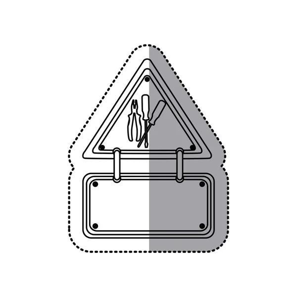 Αυτοκόλλητο σιλουέτα πινακίδα με plier και Σετ κατσαβιδιών — Διανυσματικό Αρχείο