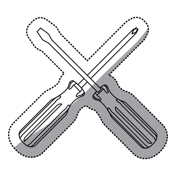 Pegatina conjunto colección destornillador icono herramientas — Vector de stock