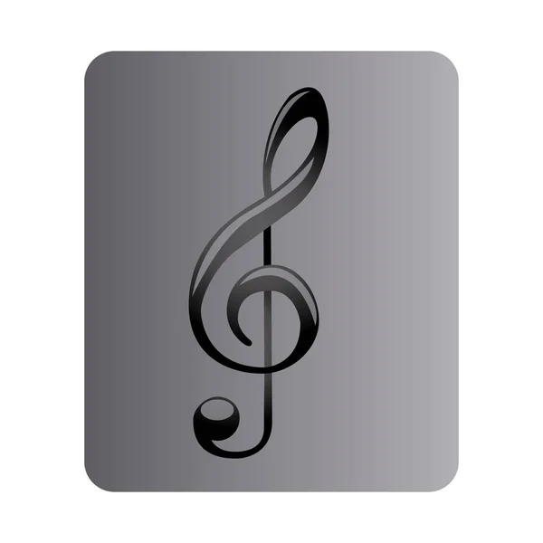 Gray square button with sign music treble clef — Stock Vector