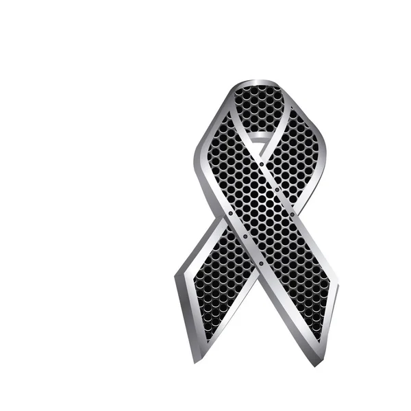 Grill cadre perforé de ruban de dentelle cancer icône relief — Image vectorielle