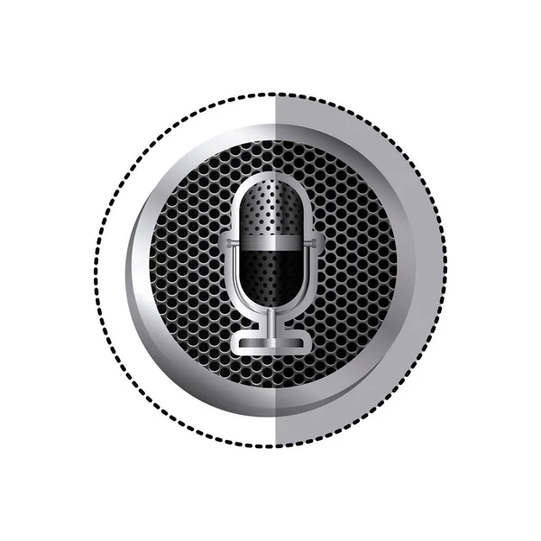 Emblème microphone icône stock — Image vectorielle