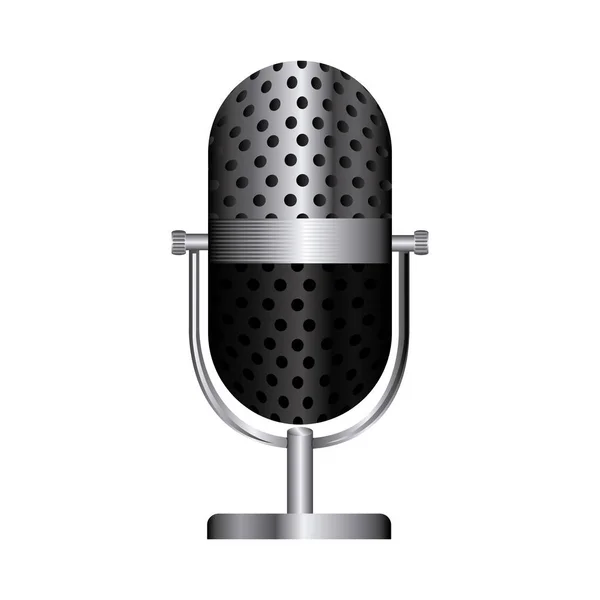 Emblème microphone icône stock — Image vectorielle