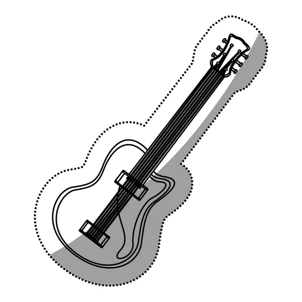 Silhouette monocromatica contorno con chitarra elettrica — Vettoriale Stock
