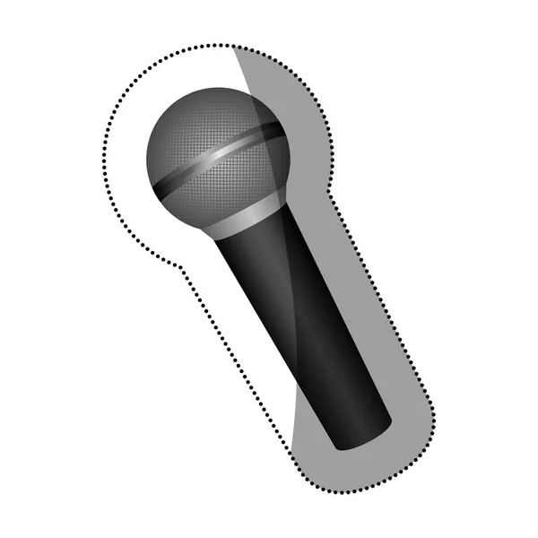 Монохромний силует з динамічним мікрофоном — стоковий вектор