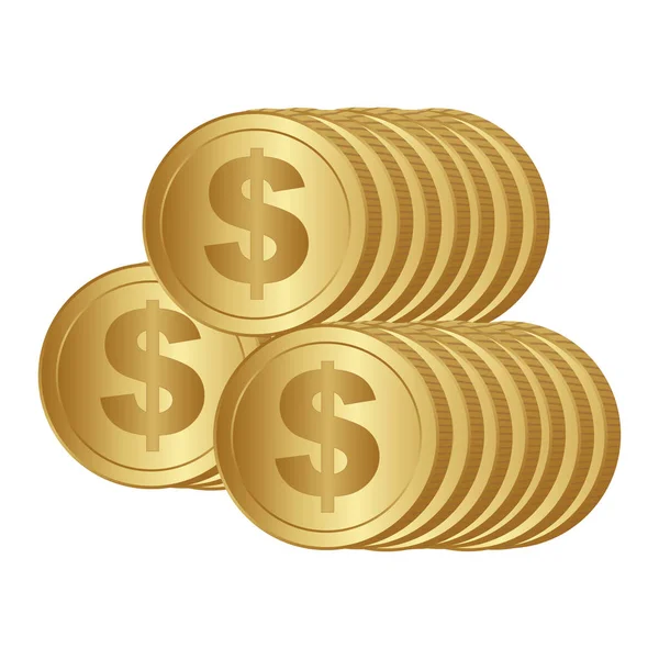 Sylwetka koloru z monet z przodu stos widok — Wektor stockowy