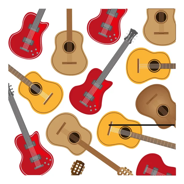 Colorful background with electric guitars set — Stock Vector