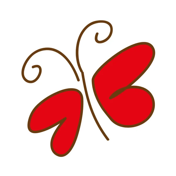 Silhueta de cor com borboleta de esboço —  Vetores de Stock