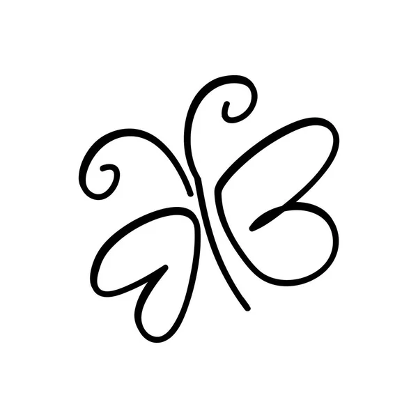 Monochroom contour met schets vlinder — Stockvector