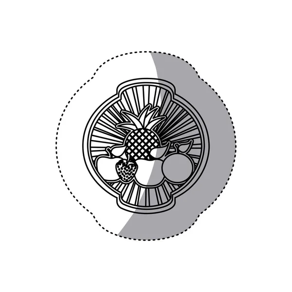 Emblema frutas icono stock — Vector de stock