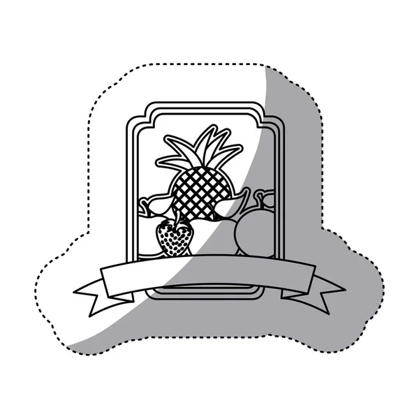 Emblema frutas icono stock — Vector de stock