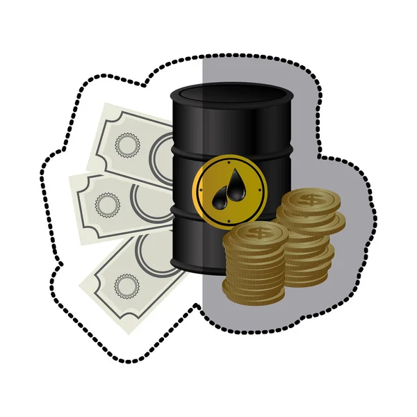 Réservoirs d'essence avec icône de l'argent — Image vectorielle