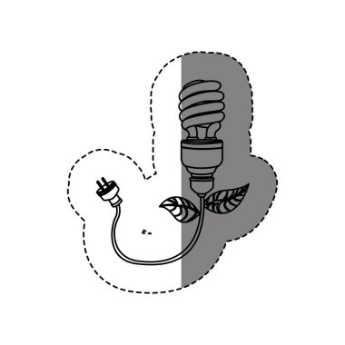 tek renkli kontur sopa ile siluet ekolojik ampul fişli