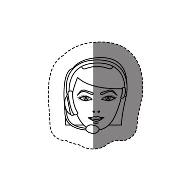 kadın Müşteri Hizmetleri Başkanı ile tek renkli kontur etiket