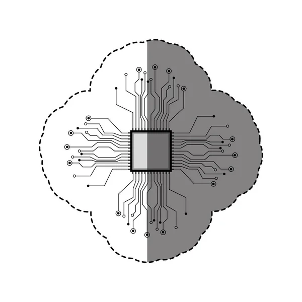 Adesivo sagoma circuito stampato e chip — Vettoriale Stock