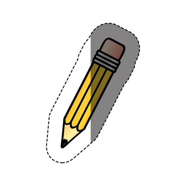 Silueta adhesiva con lápiz amarillo con goma de borrar — Vector de stock