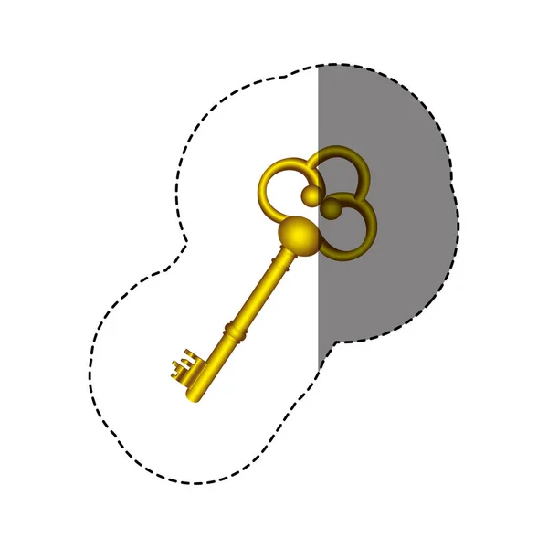 Наклейка с силуэтом винтажного золотого ключа — стоковый вектор