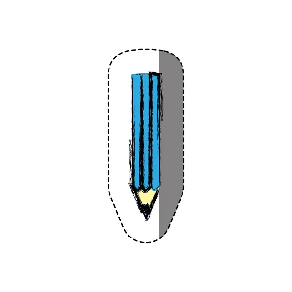 Silueta de pegatina con lápiz azul borroso — Vector de stock