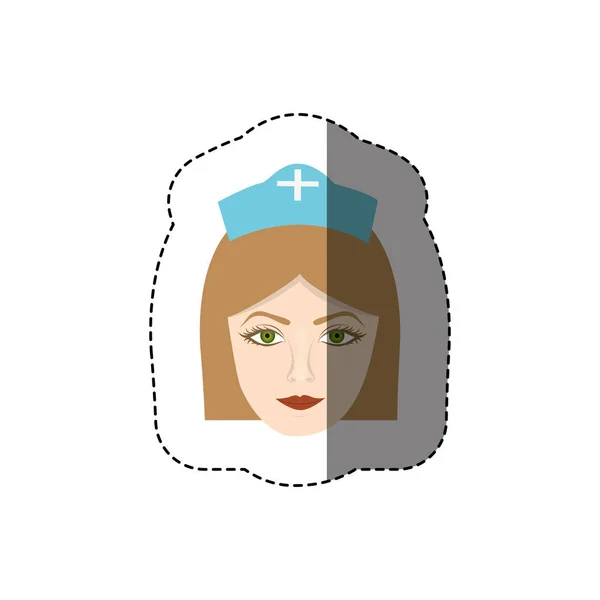 Цветовая наклейка с головой медсестры — стоковый вектор