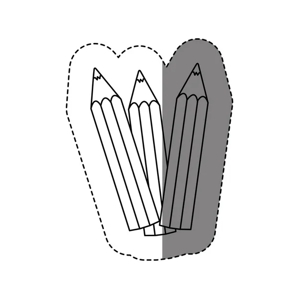 Монохромний контур наклейки з олівцями в смужку — стоковий вектор