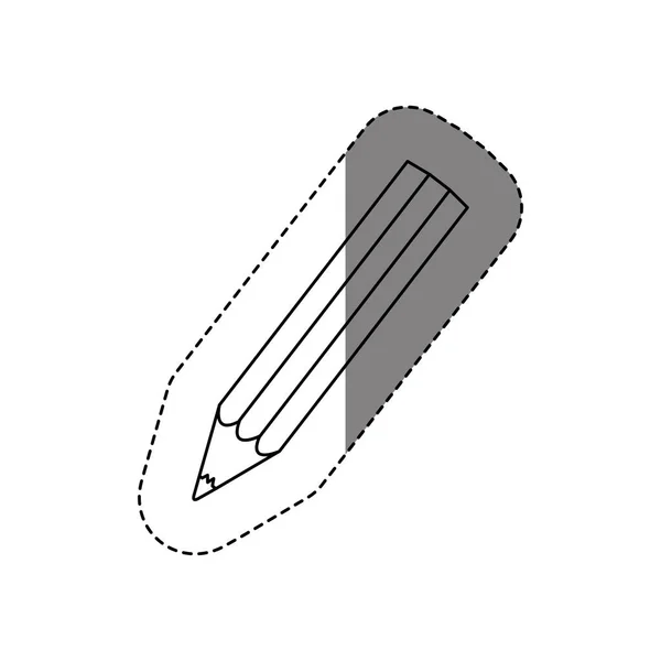 Contour autocollant monochrome avec crayon rayé — Image vectorielle