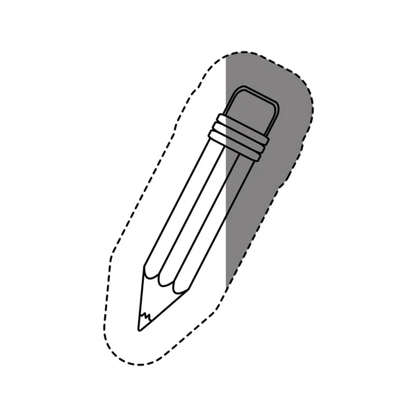 Einfarbige Aufkleberkontur mit Bleistift und Radiergummi — Stockvektor