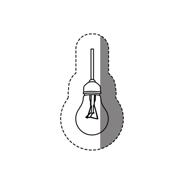 電球のシルエットと白黒輪郭ステッカー — ストックベクタ