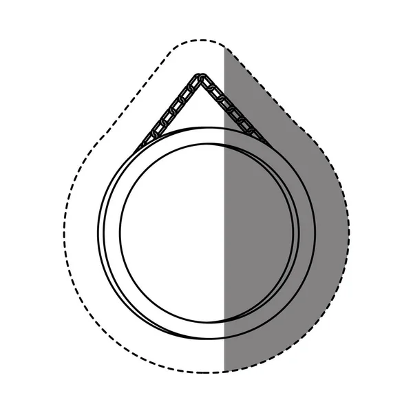Монохромна контурна наклейка з круглим дзеркалом рамки з ланцюгом — стоковий вектор