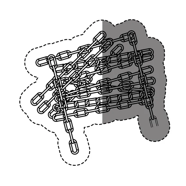 체인 흑백 컨투어 스티커 — 스톡 벡터