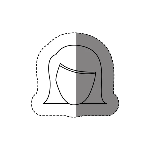 Монохромний контур наклейка з головою жінки без обличчя — стоковий вектор