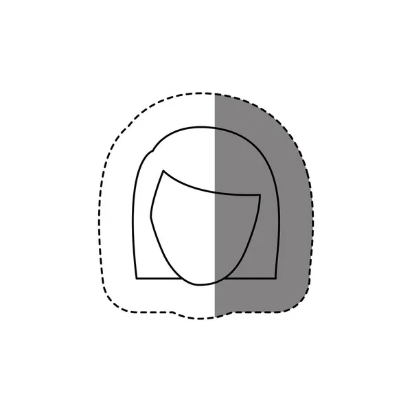 Autocollant contour monochrome avec tête de femme sans visage — Image vectorielle