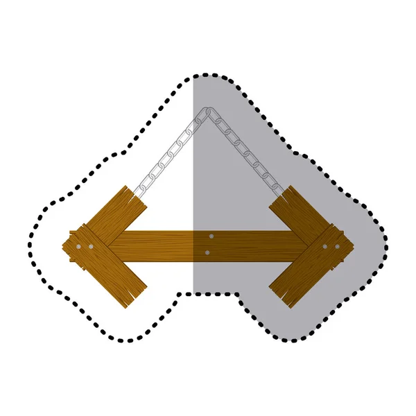 Autocollant forme de flèche panneau en bois avec des chaînes — Image vectorielle