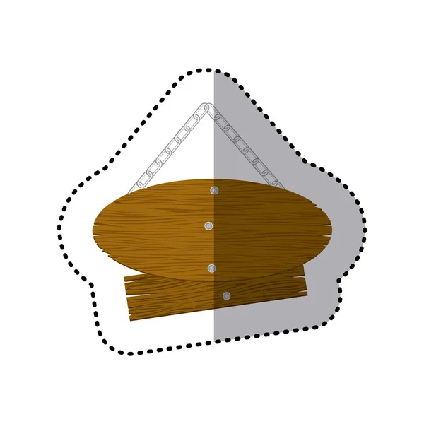 Autocollant paire pièces panneau en bois avec des chaînes — Image vectorielle