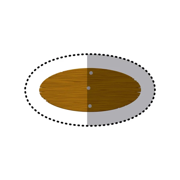 Pegatina ovalada pieza tablero de madera con clavo — Vector de stock