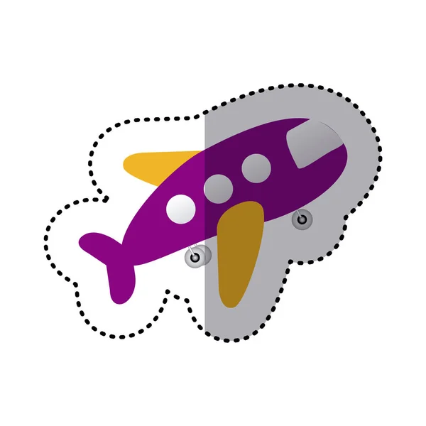 Sticker cartoon jet airplane transport icon design — Stock Vector