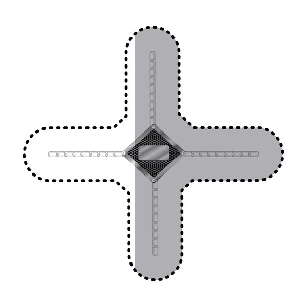 Pegatina diamante marco metálico con parrilla perforada y cadenas de metal — Archivo Imágenes Vectoriales