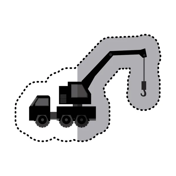 Sticker monochroom tow vrachtwagen voertuig vervoer — Stockvector