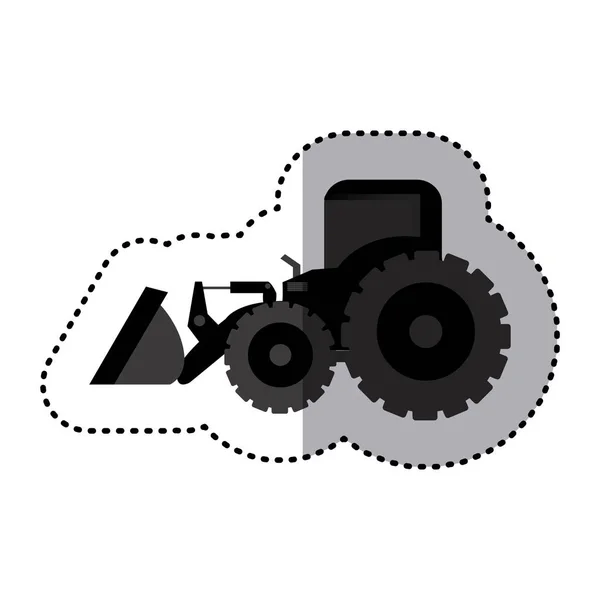 Наклейка монохромна тракторна навантажувач будівельна машина — стоковий вектор