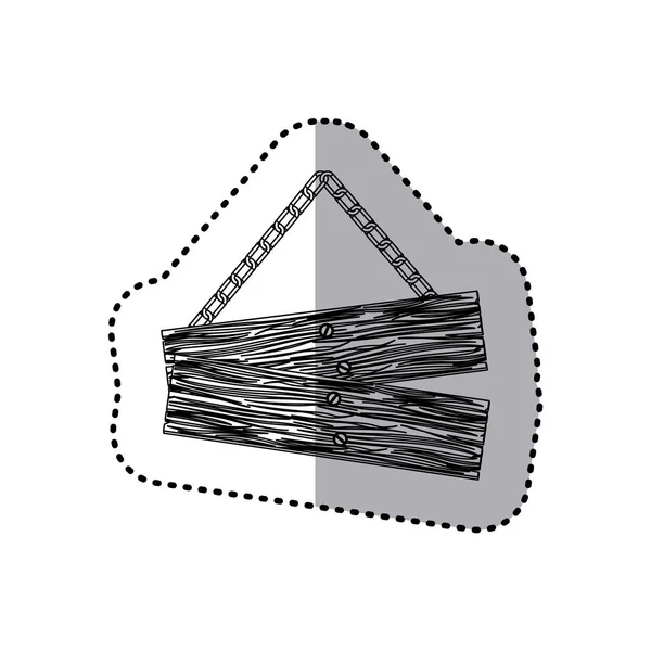 ステッカー白黒ペア個セット チェーンの木製看板 — ストックベクタ