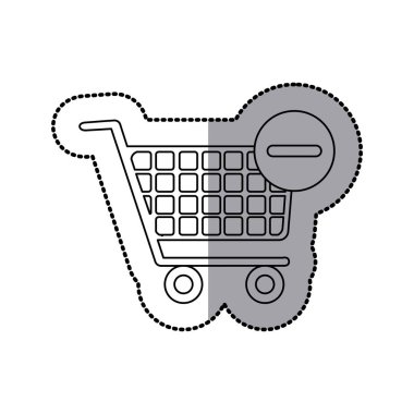 etiket siluet alışveriş sepeti ve eksi işareti ile