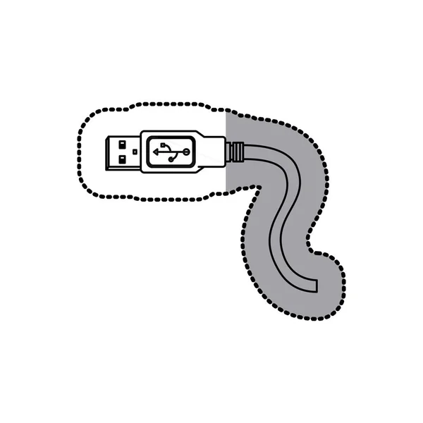 Autocollant silhouette connecteur USB avec cordon — Image vectorielle