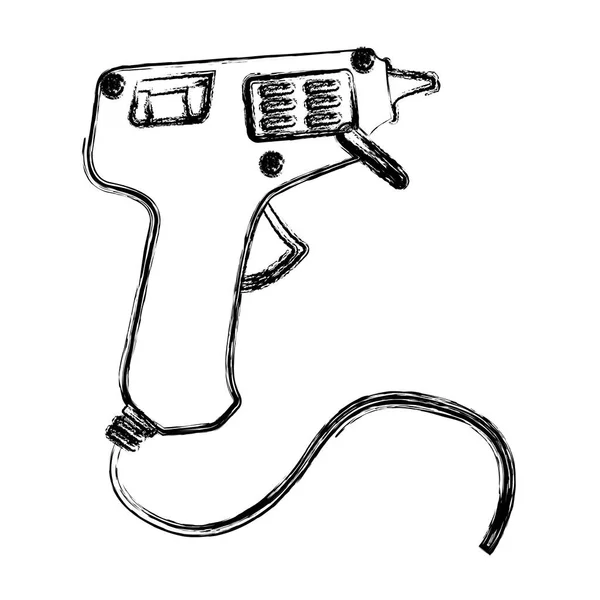 Verschwommene Silhouette Elektroleimpistole Symbol Werkzeug — Stockvektor