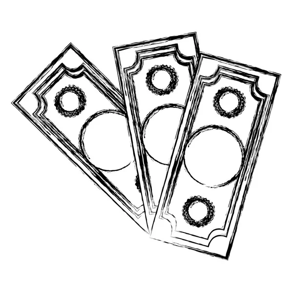 Blurred silhouette set collection money bills — Stock Vector