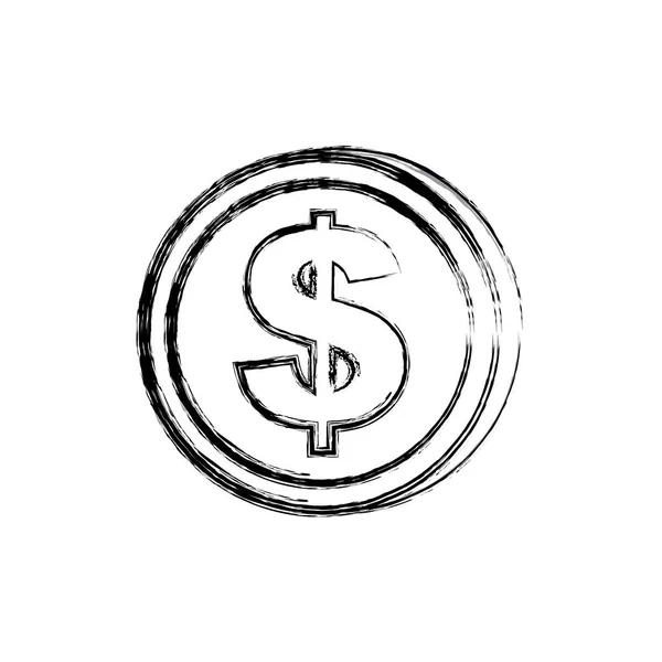 Moneda de silueta borrosa en posición vertical — Vector de stock