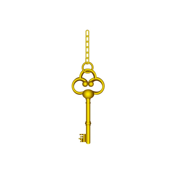 Gold old key hanging icon — Stock Vector