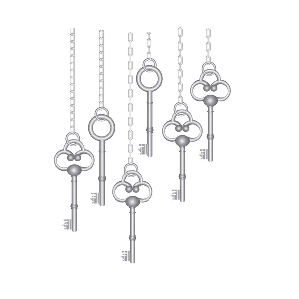 Zilveren oude sleutels opknoping pictogram — Stockvector
