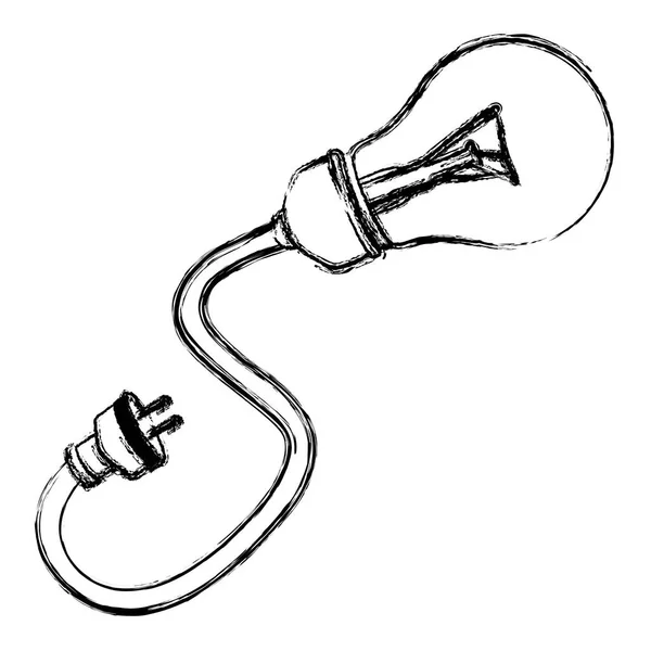 Contour bulb cable icon — Stock Vector