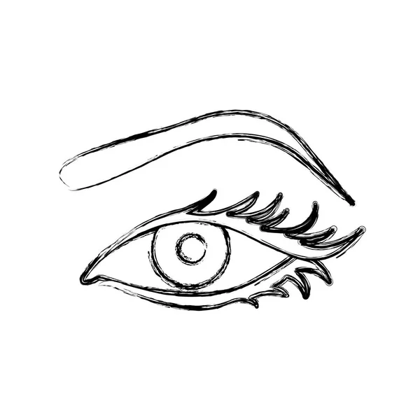 Silueta en blanco mujer ojos icono — Vector de stock