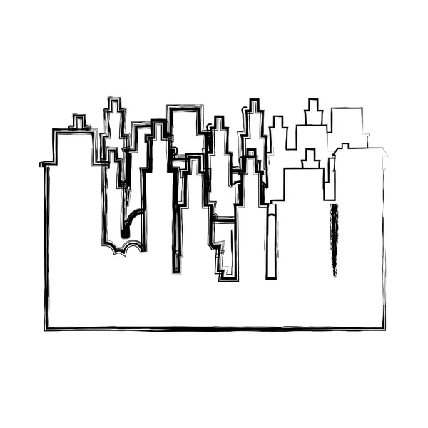 Contorno ciudad edificios icono imagen — Vector de stock